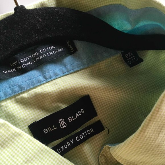 Lime Green and White Checkered Dress Shirt - Picture 5 of 6